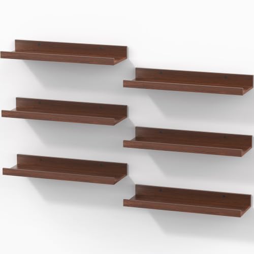Image of BAYKA 15.7x5.12 Floating Shelves for Wall,Room Decor,Raised Lip,6 Pack