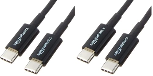 Image of Amazon Basics USB-C to USB-C 2.0 Fast Charging Cable, 480Mbps Speed, USB-IF Certified, for Apple iPhone 16 /15, iPad, Samsung Galaxy, Tablets, Laptops, 3 Foot, Black (Pack of 2)