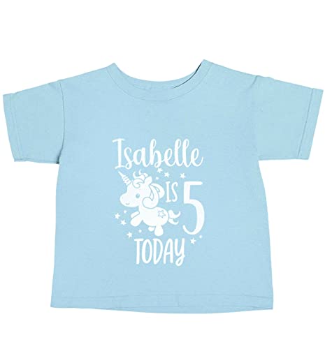 Image of Flox Creative Baby T-Shirt Today I Am Personalised Birthday Unicorn Light Blue 2-3 Years