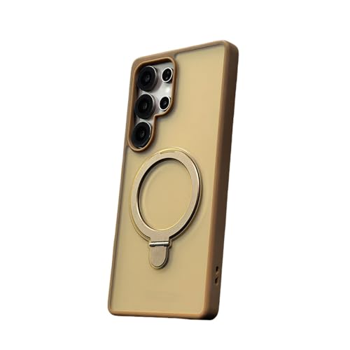 Coque de protection Galaxy S25 et S24 Ultra finition Or désert avec anneau MagSafe premium