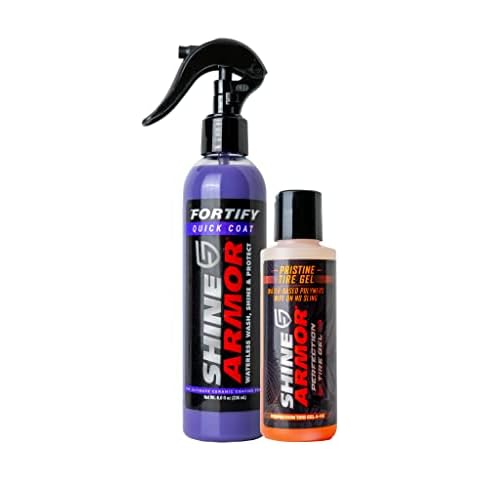 SHINE ARMOR Fortify Quick Coat & Pristine Tire Shine Gel Dressing & Cleaner Cover