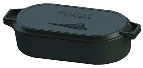 Bayou Classic 7477 6-qt Cast Iron Oval Fryer w/ Griddle Lid Perfect For Large Batch Frying Cooking Whole Chickens Pot Roast & One-Pot Meals of Stews or Chili