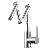Tecmolog 2-Function Kitchen Sink Faucet Single Hole Brass Folding Faucet Pot Filler Deck Mounted Hot and Cold, Chrome, BC1231A