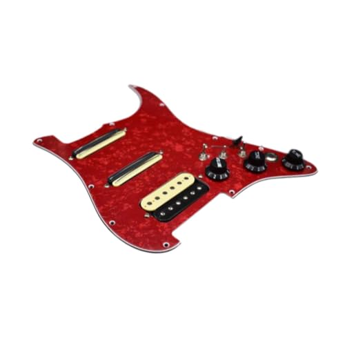a aternee 配線済みピックガード、ギタースペアパーツ、エレキギター用シングルコイルハムバッカーピックアップ, 赤