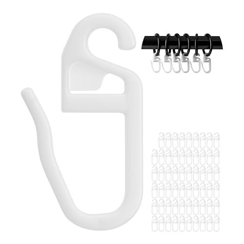 60 x Ganchos de Cortina con Ojales de 4 mm para Anillos de Cortina de hasta 4 mm, Blanco, para Barandillas de Cortina y Barras de Cortina, Accesorios de Cortina Ganchos de Cortina 4 mm, Ganchos Clip
