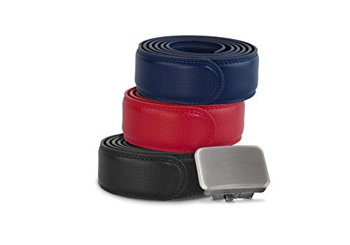 Joseph Elliott Belts Men's Genuine Leather Ratchet Adjustable Golf Belt, College Inspired Colors, 3 Golf Belt Set
