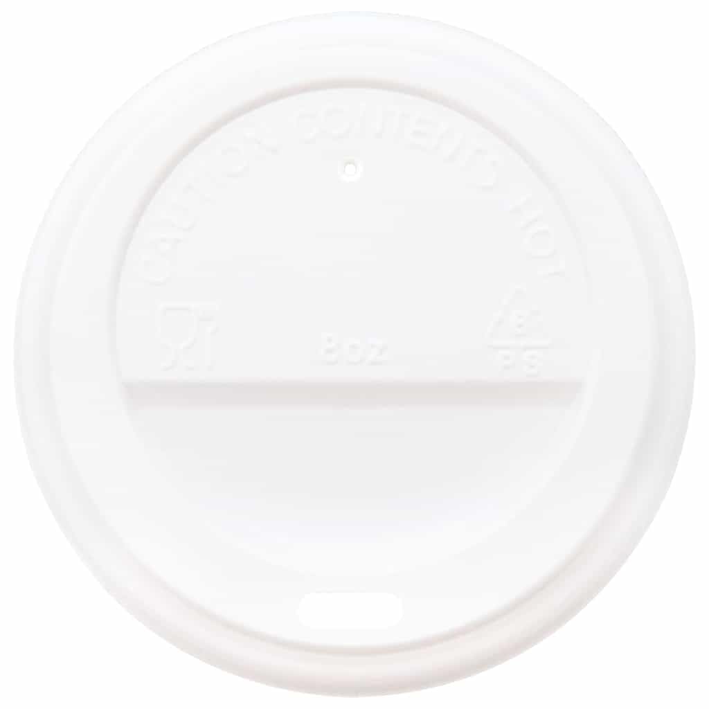 1000x Pappbecher Deckel Ø80 mm für 8oz Becher, Auslaufsichere Kunststoffdeckel mit Trinköffnung, Weiß für Kaffee und Tee