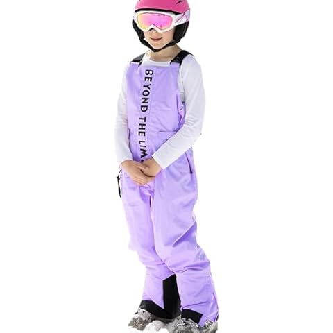 PHIBEE Kids' Insulated Waterproof Snow Pants Windproof Warm Ski Bib Overalls for Boys and Girls Purple 7 Cover