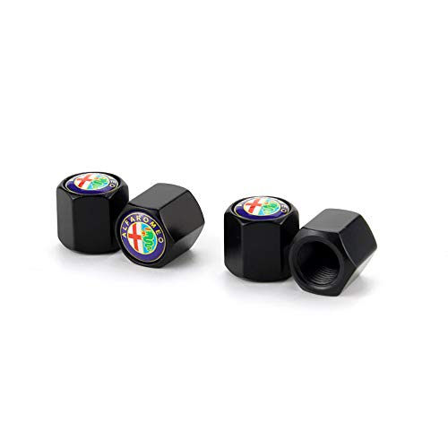 HYFML New Pattern Zinc Alloy Black Alfa Romeo Logo Tire Valve Caps A Set of Four pcs （2）