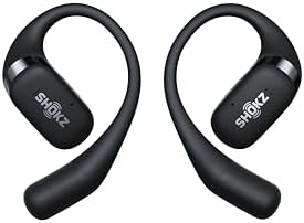 SHOKZ OpenFit - Open-Ear True Wireless Bluetooth Headphones with Microphone, Earbuds with Earhooks, Sweat Resistant, Fast Charging, 28HRS Playtime, Compatible with iPhone & Android, Black