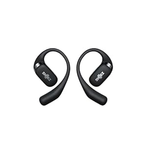 SHOKZ OpenFit – Open-Ear True Wireless Bluetooth Headphones with Microphone, Earbuds with Earhooks, Sweat Resistant, Fast Charging, 28HRS Playtime, Compatible with iPhone & Android, Black
