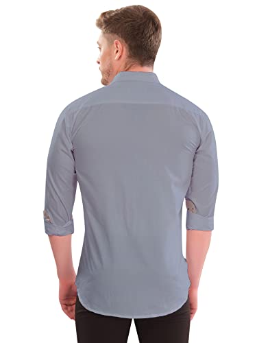 Image of LookMark Men's Cotton Blend Stitched Solid Full Sleeve Regular Fit Shirt