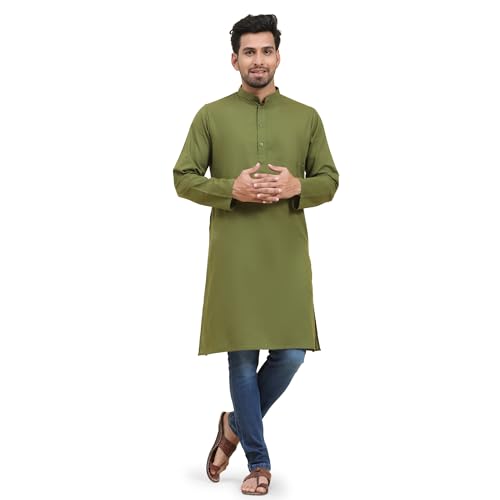 Image of SKAVIJ Mens Cotton Casual Wear Everyday Use Modern Kurta