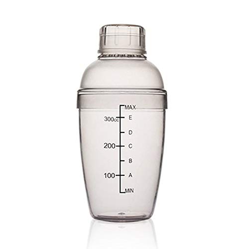 FEOOWV Plastic Cocktail Shaker,Drink Mixer Hand Shaker Cup with Scales,Transparent (10 oz / 300cc)