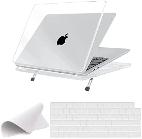 EooCoo Case compatible for NEW Macbook Air 13.6 inch M2 A2681 with Touch ID, 2022 Release, Plastic Matte Hard Shell + Keyboard Cover + Polishing Cloth - Black