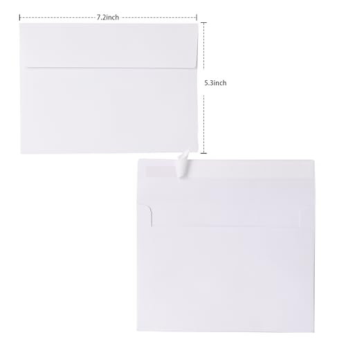 image for Janvale 5x7 Envelopes 50 Pack, A7 White Envelopes for Invitations, 5 1