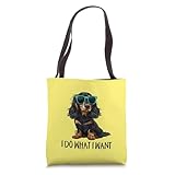 Funny Do What I Want Black Long Haired Dachshund Lover Tote Bag