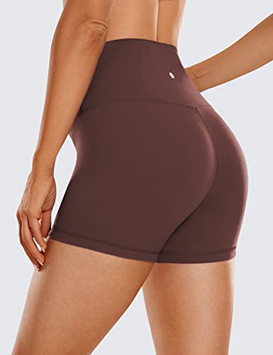 Crz Yoga Womens Butterluxe Biker Shorts 4 Inches - High Waisted Workout Running Volleyball Athletic Spandex Yoga Shorts Taupe Large #TOP1