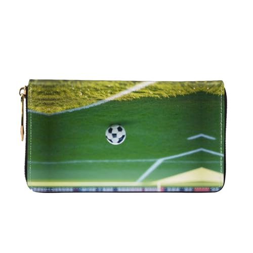 (The ball on the football field) Print Women's Long Wallet Clutch with Zipper Multiple Card Slots Coin Pocket Elegant Ladies Purse2