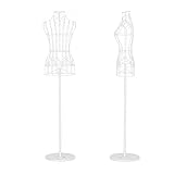 【Diseño ahuecado】: forma de vestido de maniquí de metal que presenta el torso de una mujer hecho de alambre de metal dorado en un hermoso diseño de volutas.