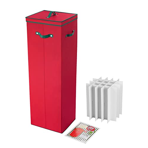 Wrapping Paper Storage Box-Holds 20 Rolls Of 39.5”Inch Gift Wrap-Upright Container, Lid, Dividers & Handles-For Holiday & Christmas Wrap By Elf Stor (Red) (Pack Of 1) #TOP6