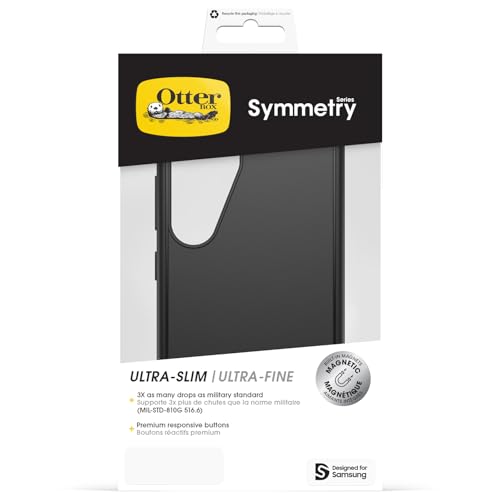 Image of OtterBox Symmetry Series Case with Magnets for Samsung Galaxy S25, Shockproof, Drop Proof, Protective Thin Case, 3X Tested to Military Standard, Black