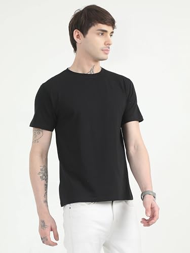 Image of Men's Plain Cotton Crew Neck T-Shirt Regular Fit Short Sleeve Tee