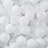 STARBOLO Ball Pit Balls - 2.75inches - Crush Proof Plastic Children's Toy Balls Macaron Ocean Balls Play Ball for Birthday Party Games Pool (White/Transparent), 50pcs.
