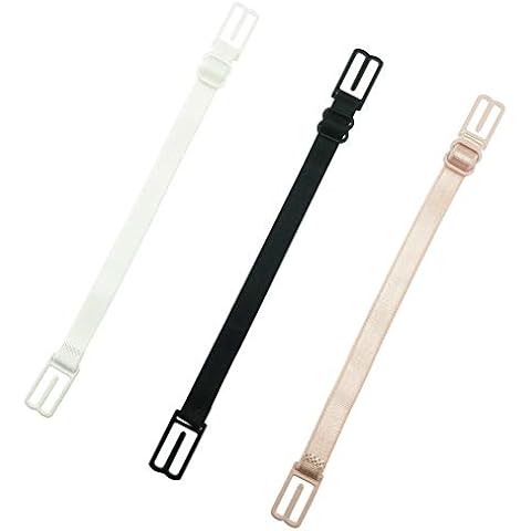 Lansonee 3 in Pack Soft Comfortable Elastic Adjustable No-Slip Bra Strap Clips Holder (Beige, Black and White) Cover