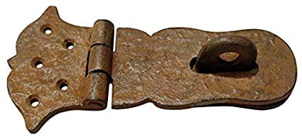 Image of Adonai Hardware inchParan inch Heavy Duty Antique Cast Iron Safety Locking Hasp and Staple(6 inch x 2 Pack, Rust Living) for Vintage Pirates Treasure Chest, Trunks, Wooden Jewelry Box, Cases, Furniture and Sheds
