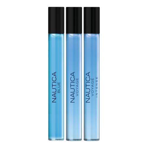 Image of Nautica Discovery Giftset, Blue, Voyage, Voyage Intense Eau de Toilette 0.33 fl oz Pen Sprays, Notes of Bergamot, Apple and Sandalwood, Men's Fragrance, Long Lasting, Everyday Fragrance, Travel Size