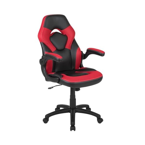 Flash Furniture X10 Gaming Chair, Ergonomic Office Chair for PC and Gaming Setups, Adjustable Gamer Chair with Back Support, LeatherSoft, Red/Black Gaming Chair