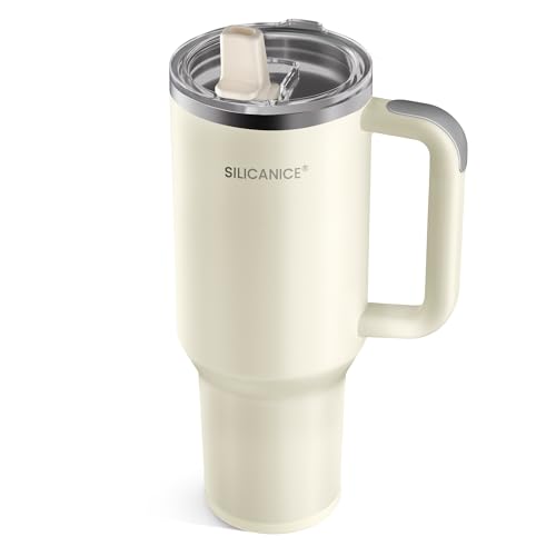 SILICANICE 100% Leakproof &100% Clean-40 Oz Insulated Tumbler with Detachable Flip Straw Lid, Vacuum