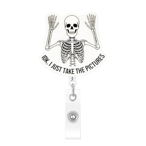 Halloween IDK I JUST TAKE THE Pictures Skull Badge Holder Funny Badge Reel