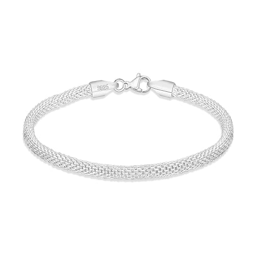 Charm Bracelet for Women 4mm Dainty 925 Sterling Silver Chain Bracelet Jewelry Gift for Her