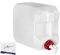 MARKESYSTEM Kanister aus HDPE-Kunststoff, Hahn, Kennzeichnungs-Set, breite Öffnung, ADR-Zulassung, stapelbar, lebensmittelecht, ideal als Flüssigkeits- und Chemikalienbehälter, 25 L