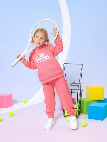 Image of Kid Toddler Girls Clothes Cartoon Pattern Print Sweatshirt Hoodie Sports Pants 2PC Girl Fall Winter Clothing Set