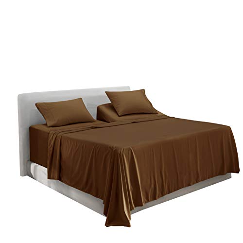 Image of Hearth & Harbor Extra Deep Pocket Split King Sheets - 5 Piece Hotel Luxury Bed Sheets Set Fits Up to 24 inch Mattress - Soft & Breathable Luxury Split King Bed Sheet Set, Split King, Chocolate Brown
