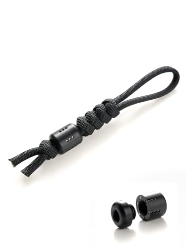 VIPERADE VAB5 PEI - Perline in paracord, con 6 fessure per tubi luminosi fai da te, EDC Paracord Bead per torcia, coltelli, utensili da tasca, Nero con tubo luminoso, 14 mm hoch, 12 mm Durchmesser