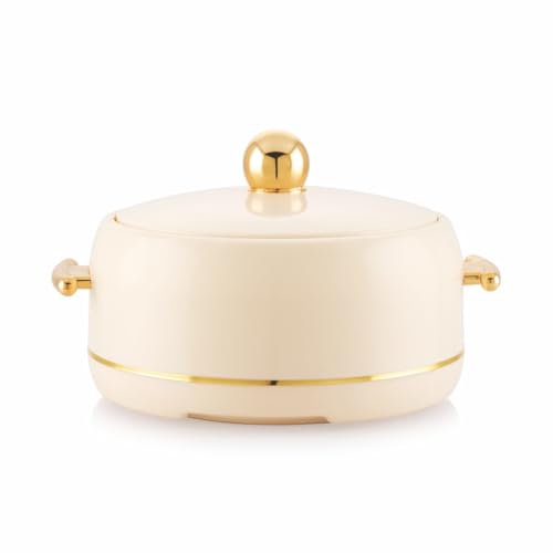 Image of Modware Atlantis Casserole 2000ml Elegant Design Premium Hot Pot, Retains Temperature for Hours, Insulated Inner Steel Casserole for Roti, Hot Box for Home, Chapati Box, Serving Bowl with Lid (Ivory)