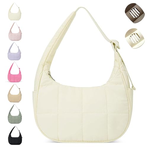 Bloomr Bag, 2025 New Puffer Crescent Bag, Waterproof Fluffy Nylon Quilted Shoulder, Adjustable Shoulder Strap