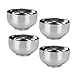 Pojemność 44 ml izolowane metalowe miski o podwójnych ściankach, 4 sztuki zestawy misek ze stali nierdzewnej 304, lekka nietłukąca zastawa stołowa w kuchni na ryż, zupę, lód, zastawa stołowa (12 cm wewnętrzny połysk)