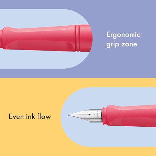 Image of Lamy Safari Sunset Fountain Pen with Polished Steel Nib in Line Width F | Lamy Fountain pen with ergonomic grip - robust ASA plastic - incl. LAMY T 10 blue ink cartridge - right-handed users