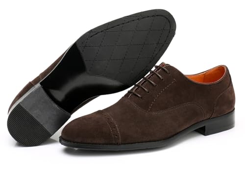 Santimon Mens Oxfords Dress Formal Shoes Genunie Leather Wingtips Brogues Oxford Fashion Business Casual Derby Modern Prom Wedding Suit Shoes Tuxedo Shoes for Men4