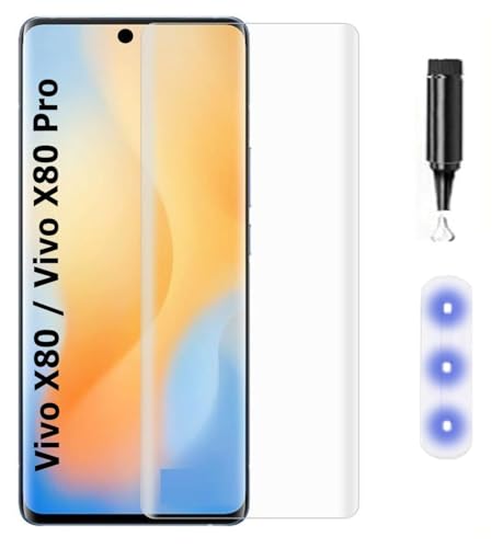Image of MACLEN Ultra Premium HD Adavnced Glue UV Curved Tempered Glass for Vivo X80, Vivo X80 Pro 5G | With HD clearity full curved edge protection and Installation Kit