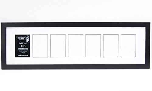Creative Letter Art [10X36Bk-W] 7 Opening Glass Face Black Picture Frame Holds 4X6 Media With White Collage Mat #TOP5