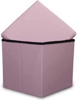 Humza Amani Ottoman Folding Storage Box (Toy/Clothes/Storage Box) in Faux Leather Finish (Small 1 Seater 38x38x38cm, Fuschia Pink)