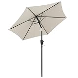 Outsunny Ombrellone da Giardino Inclinabile 2x2 m con Manovella, Ombrellone da Esterno Rotondo a 6 Stecche, in Metallo e Poliestere, per Cortile Balcone, UV 30+, Grigio Chiaro