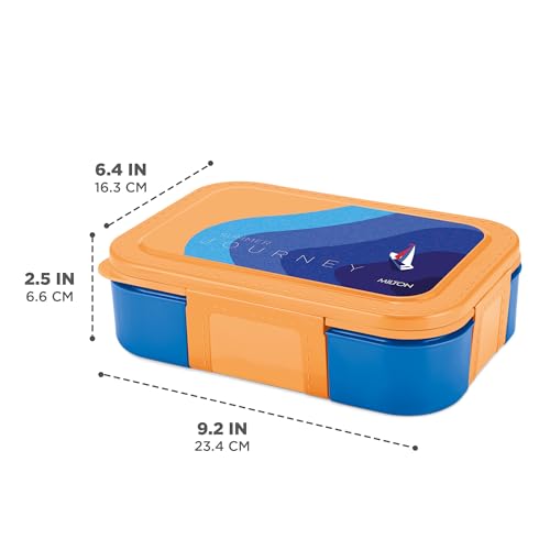 Image of Milton Bravo 2 Inner Stainless Steel Tiffin Box for School, 2 Partition, Steam Release Plug | PU Insulated, Leak-Proof, Food Grade I Lunch Box for Kids Boys, Girls with Snap Lock Lid, 650 ml,Dark Blue