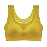 MOONBADI still BH Gelb Sport BH Starker Halt Mesh Ringerrücken Große Brüste Ohne Bügel Gepolstert für Fitness Lauf Yoga Sport BH große brüste 115E